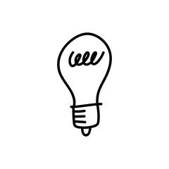 Idea symbol doodle. Electric lamp vector illustration. Light bulb.