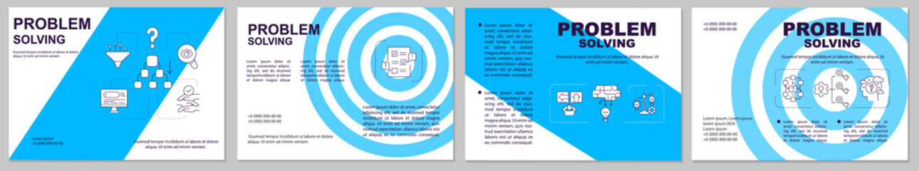 Problem solving brochure template. Strategies of creative thinking. Flyer, booklet, leaflet print, cover design with linear icons. Vector layouts for presentation, annual reports, advertisement pages