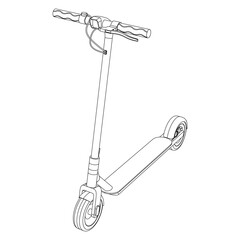 Vector illustration of electric scooter bike - line art