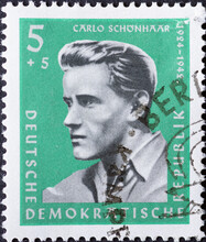 GERMANY, DDR - CIRCA 1961 : A Postage Stamp From Germany, GDR Showing A Portrait Of The Communist Resistance Fighter Carlo Schönhaar (1924–1942) Who Was Murdered As A Resistance Fighter Against Hitler