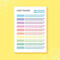 Wall Mural - Habits Tracker for a Month. Simle Template. Design for organizer or planner. Printable page.