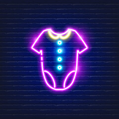 Wall Mural - Baby romper neon icon. Glowing Vector illustration of child signs for design. Children concept.