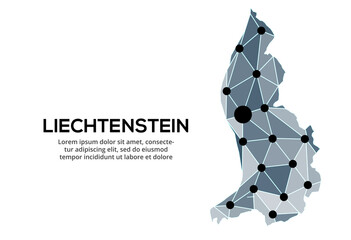 Poster - liechtenstein communication network map. vector image of a low poly global map with city lights. map