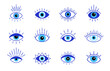 Blue evil eye, vector set eyes symbol, stock illustration