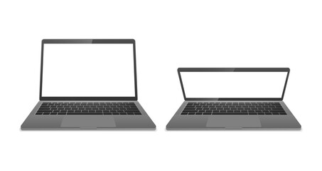 Poster - Computer laptop of black color front side isolated on white background. Device Mockup. Vector illustration.