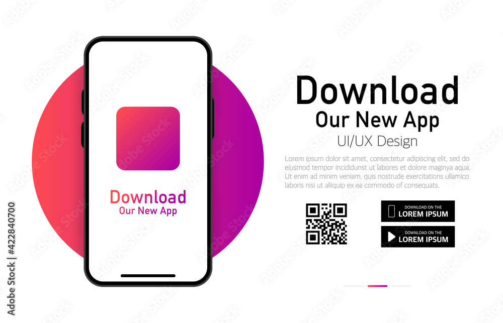 Vetor Download our app advertising banner. Phone mockup. App for mobile ...