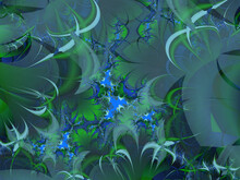 Green Blue Fractal, Thorns, Galaxy, Design, Abstract Background