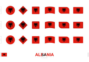 Sticker - Albania flag set, simple flags of Albania with three different effects.