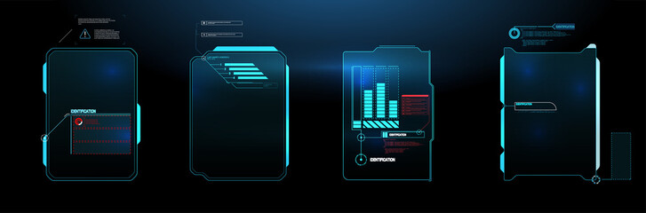 Poster - Futuristic Vector HUD Interface Screen Design. Digital callouts titles. HUD UI GUI futuristic user interface screen elements set. High tech screen for video game. Sci-fi concept design.	