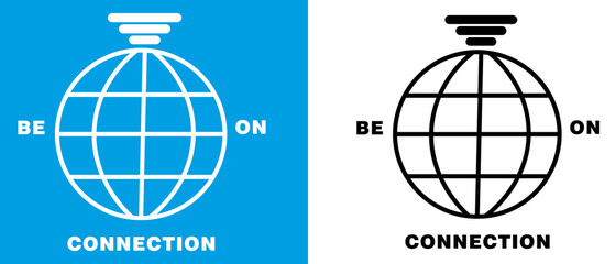 Poster - Connection logo. Planet icon. Design wifi sign over the planet. Vector illustration.