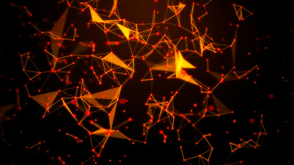 Poster - Network connection system.Background with connection dots and lines. Big data vizualization. 3d rendering. 