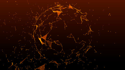 Poster - Network connection system.Background with connection dots and lines. Big data vizualization. 3d rendering. 