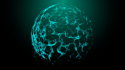 Poster - Network connection system.Background with connection dots and lines. Big data vizualization. 3d rendering. 