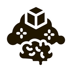 Poster - parcel brain cloud icon Vector Glyph Illustration