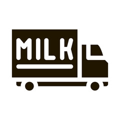 Wall Mural - truck with milk icon Vector Glyph Illustration