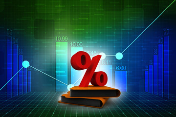 Poster - 3d rendering file folder with percentage sign
