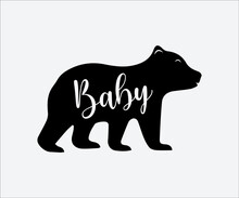 Baby Bear Printable Vector Illustration, Cute Baby Bear, Baby Bear Clipart, Silhouette, Teddy Bear