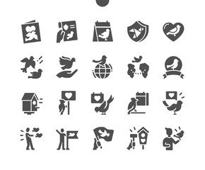 Poster - International Bird Day. Flying birds. Calendar. Celebrate, party and holiday. Nature, animal, sky, wings, feathers, ornithology, flying. Vector Solid Icons. Simple Pictogram