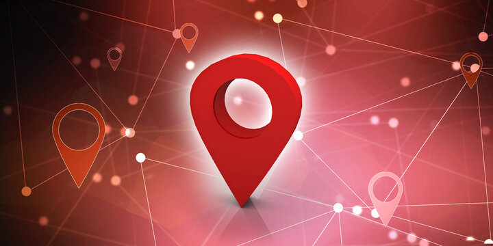 3d rendering Red map pointer