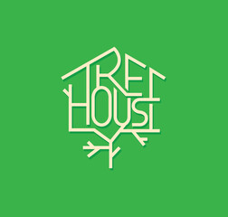 Wall Mural - vector of tree house writing that forms a house image