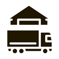 Wall Mural - truck near house icon Vector Glyph Illustration