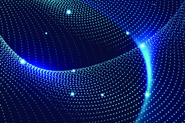 Poster - Dark blue 3D particle technology sense abstract background