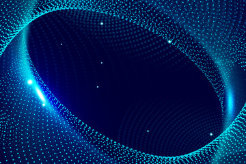 Poster - Dark blue 3D particle technology sense abstract background