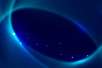 Poster - Dark blue 3D particle technology sense abstract background