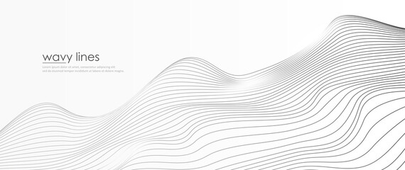 Poster - Abstract black wavy lines style. Modern element concept for technology, identity and business presentation isolated on white background. Vector