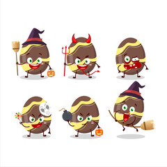 Sticker - Halloween expression emoticons with cartoon character of brown easter egg