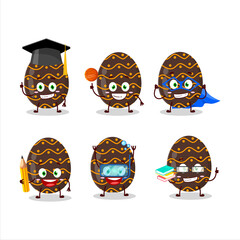 Sticker - School student of deep brown easter egg cartoon character with various expressions