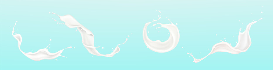 Poster - Vector splashes of vanilla milk or white paint