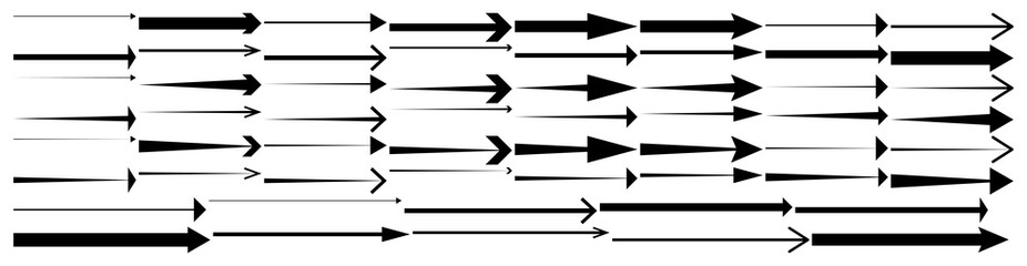 Black arrows pointing right. Arrow shape element set