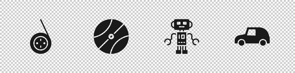 Wall Mural - Set Yoyo toy, Basketball ball, Robot and Toy car icon. Vector