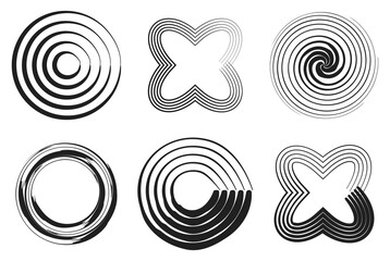 Aufkleber - Circular, radial element shape set vector image