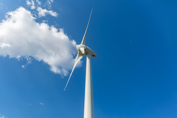 Wall Mural - Detailed close up view of a wind turbine; generator, rotor and blade view