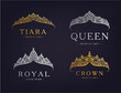 Vector set of abstract luxury, royal golden, silver company logo icon vector design. Isolated on dark background, vintage style.