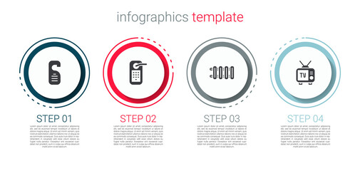 Canvas Print - Set Please do not disturb, Digital door lock, Heating radiator and Retro tv. Business infographic template. Vector