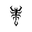 edgy scorpion logo line, abstract, zodiac sign sharp scorpio, tribal tattoo design graphic illustration symbol in trendy outline linear vector