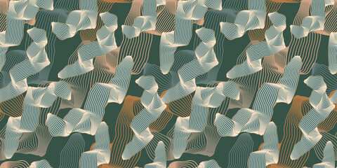 Wall Mural - wriggling abstract shapes from lines seamless pattern design.endless wallpaper in pastel colors.tren
