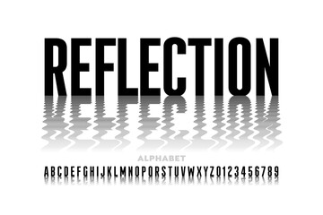 Poster - Reflection style font, typography design, alphabet letters and numbers
