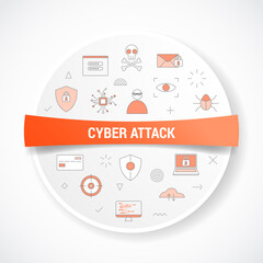 Wall Mural - cyber attack concept with icon concept with round or circle shape