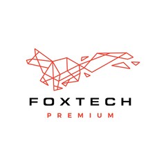 Sticker - fox technology broken glass geometric polygonal logo vector icon illustration