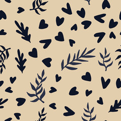 Poster - Beautiful Mid- Century Boho style Pattern with Palm Branches. Repeating Vector Design.