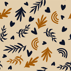 Poster - Beautiful Mid- Century Boho style Pattern with Palm Branches. Repeating Vector Design.