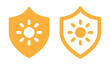 Sunscreen, sunblock shield skin protection icon vector illustration.