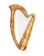 © Ann Lou - Watercolour harp on white background. Watercolor digital illustration.