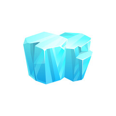 Poster - Ice rock crystal, iceberg or glacier vector icon isolated. Cracked polar ice rock piece or stalagmite crystal of snow or frozen water, blue Antarctica or arctic cold icicle, broken iceberg block