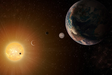 Wall Mural - planets in the row with the sun in the Solar system Elements of this image furnished by NASA
