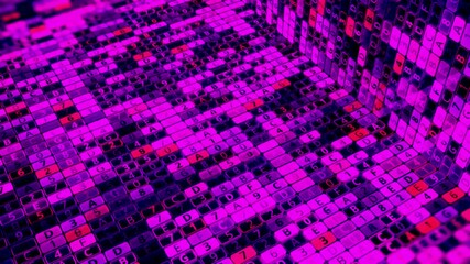 Aufkleber - Abstract scanning data process with blinking characters and numbers, seamless loop. Animation. Digital information flowing through network of computer servers.